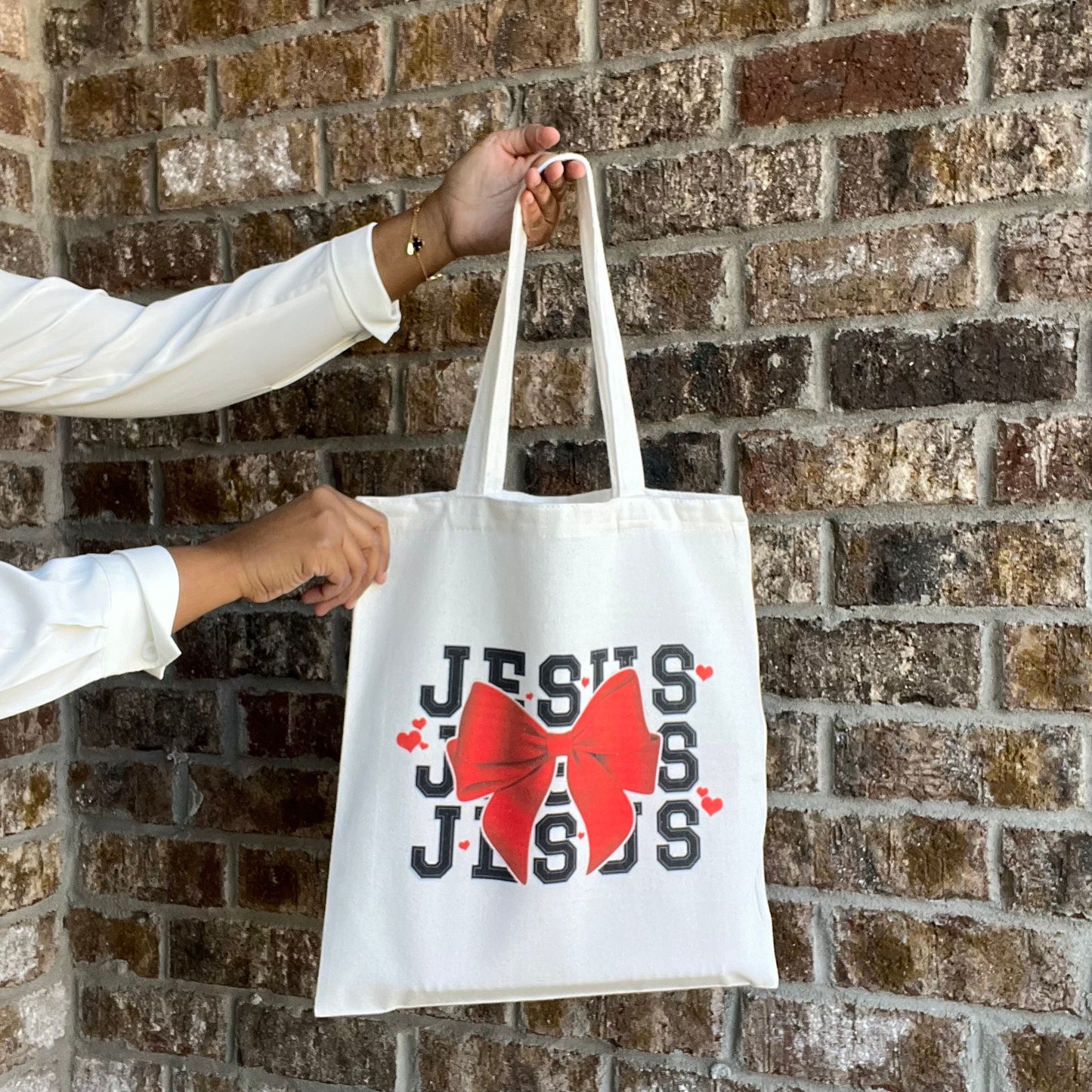 Jesus + Red Bow Tote Bag