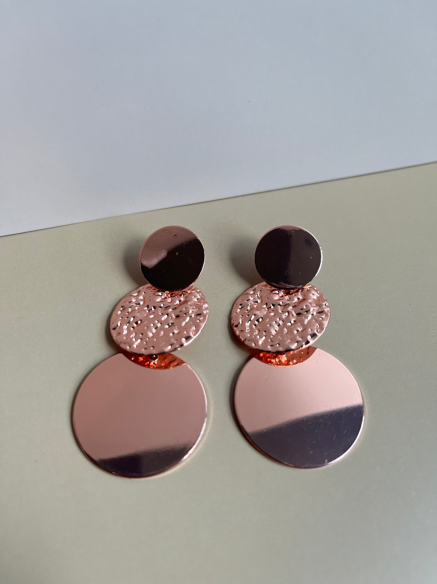 Round Rose Gold Drop Earrings