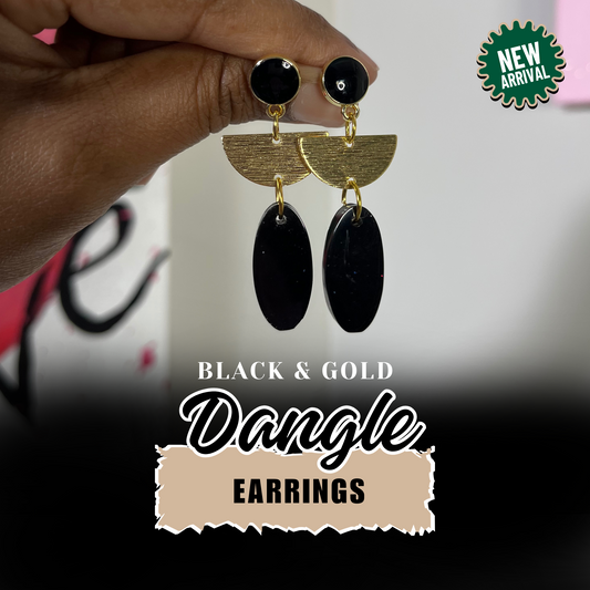 Black and Gold Dangle Earrings