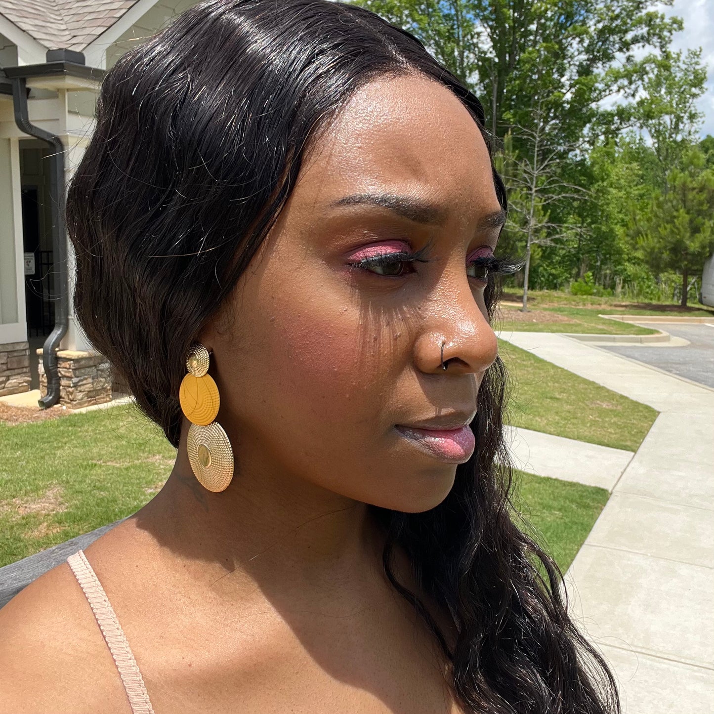 Yellow Water Ripple Earrings