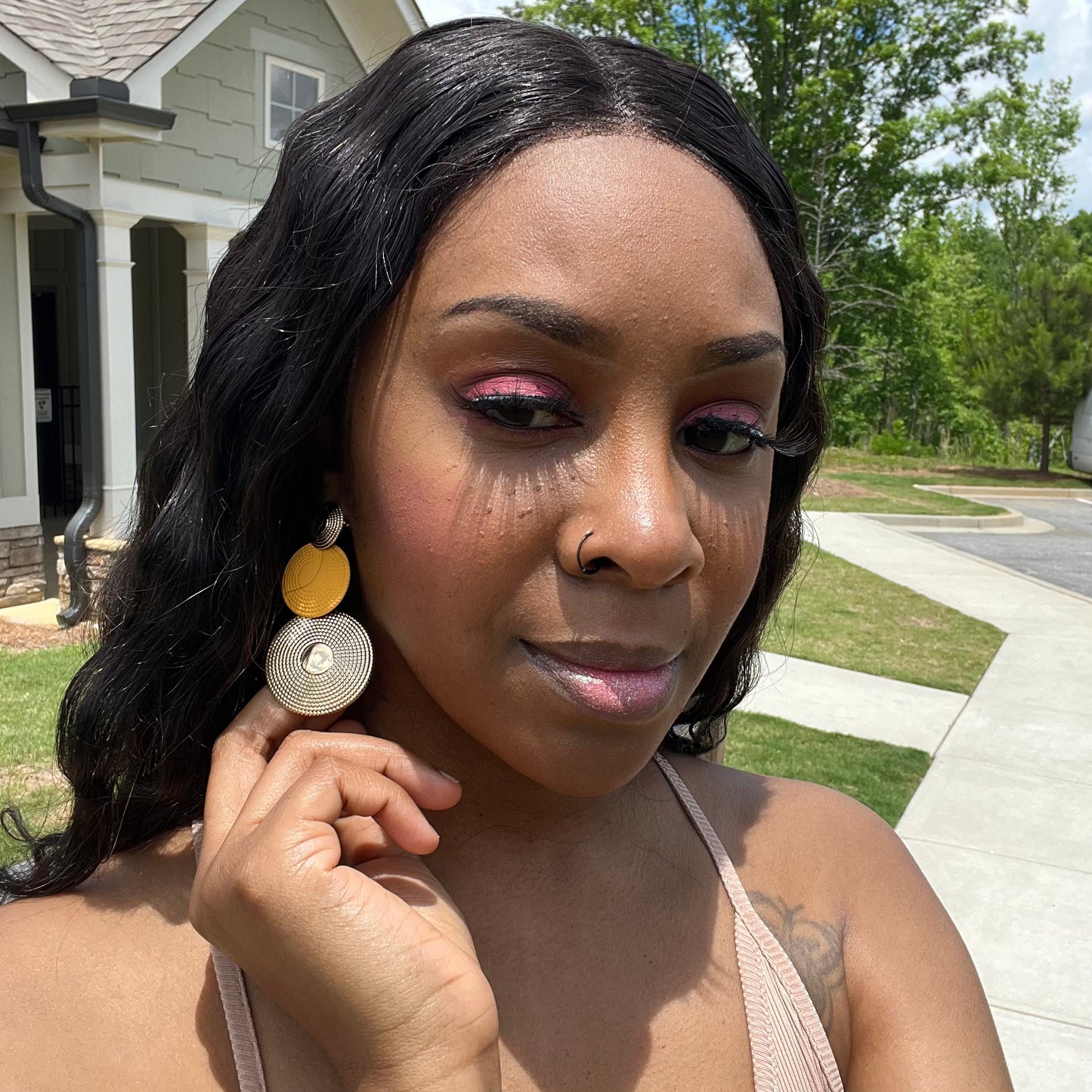 Yellow Water Ripple Earrings