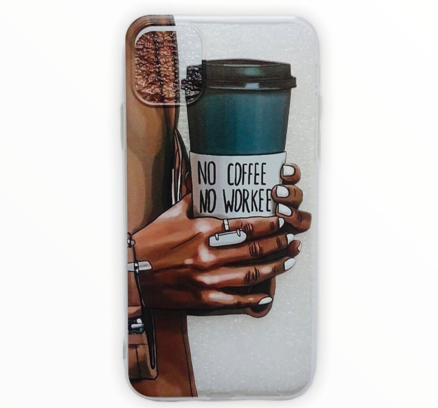 Transparent Women’s Fashion iPhone 11 Case "No Coffee, No Work"