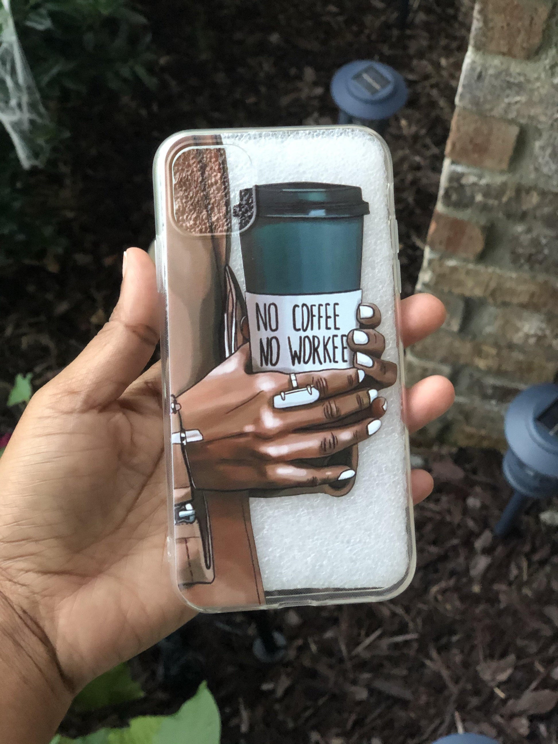 Transparent Women’s Fashion iPhone 11 Case "No Coffee, No Work" - Intuitive Lashes and Accessories LLC